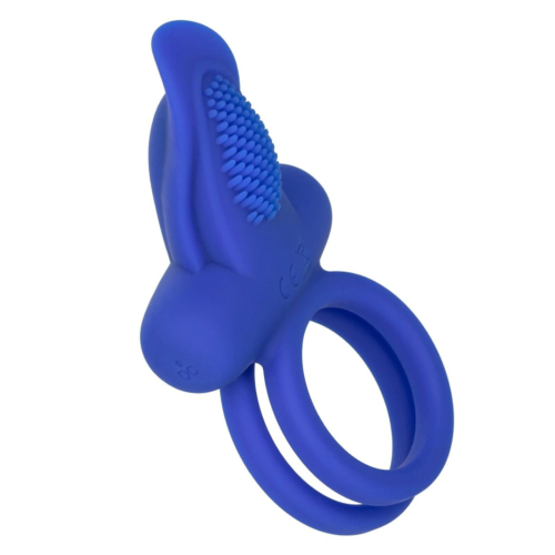 Синее перезаряжаемое эрекционное кольцо Silicone Rechargeable Dual Pleaser Enhancer - 0