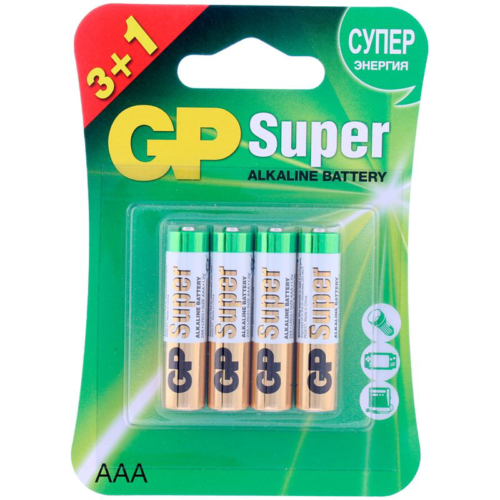 Батарейки GP Super Alkaline ААA/LR03 24А - 3+1 шт. - 0