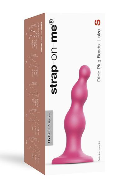 Розовая насадка Strap-On-Me Dildo Plug Beads size S - 1