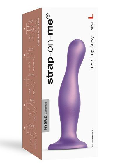 Фиолетовая насадка Strap-On-Me Dildo Plug Curvy size L - 1