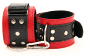 Красно-чёрные кожаные наручники - 1