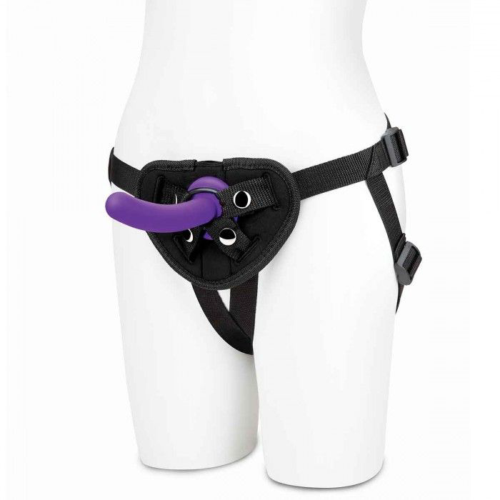 Фиолетовый поясной фаллоимитатор Strap on Harness 5in Dildo Set - 12,25 см. - 2