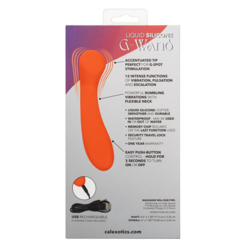 Оранжевый вибромассажер Liquid Silicone G-Wand - 15,25 см. - 3