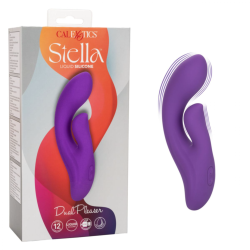 Фиолетовый вибратор-кролик Stella Liquid Silicone Dual Pleaser - 17,25 см. - 1