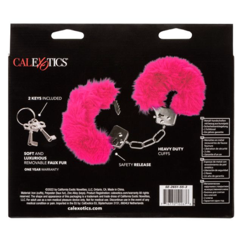 Металлические наручники с розовым мехом Ultra Fluffy Furry Cuffs - 3