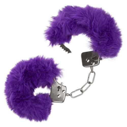 Металлические наручники с фиолетовым мехом Ultra Fluffy Furry Cuffs - 0