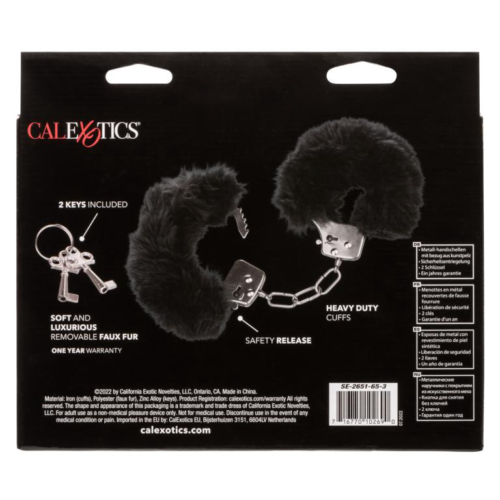 Металлические наручники с черным мехом Ultra Fluffy Furry Cuffs - 3