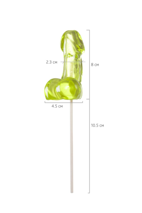 Зеленый леденец в форме фаллоса со вкусом лайма - 2