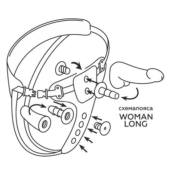 Женский пояс-трусики c 2 насадками и вагинальной пробкой WOMAN LONG - 3