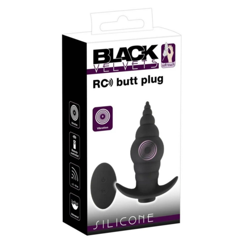 Черная анальная вибропробка RC Butt Plug - 9,6 см. - 1