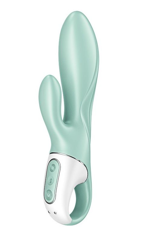 Зеленый вибратор-кролик Satisfyer Air Pump Bunny 5+ с функцией расширения - 20,4 см. - 0
