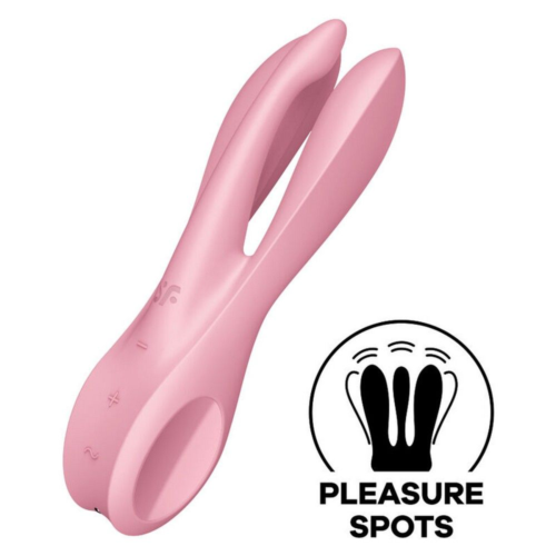 Розовый вибратор Threesome 1 с пальчиками - 1