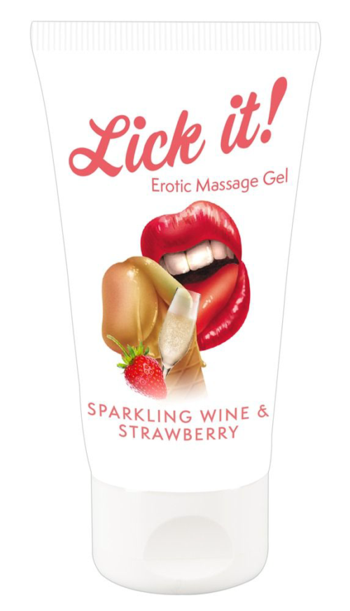 Лубрикант на водной основе Lick it! Sparkling Wine and Strawberry с ароматом клубники и шампанского - 50 мл. - 0