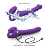 Фиолетовый безремневой вибрострапон Silicone Bendable Strap-On - size M - 3