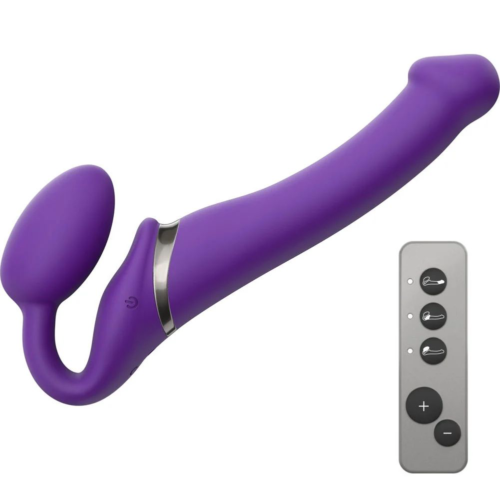 Фиолетовый безремневой вибрострапон Vibrating Bendable Strap-On - size L - 2