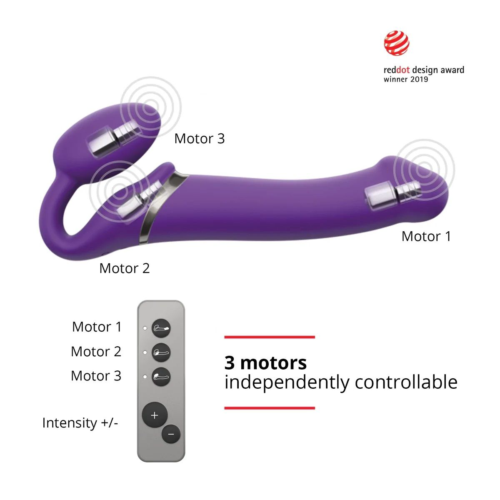 Фиолетовый безремневой вибрострапон Vibrating Bendable Strap-On - size L - 4