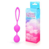 Розовые силиконовые вагинальные шарики с петлей - 17 см. - 1