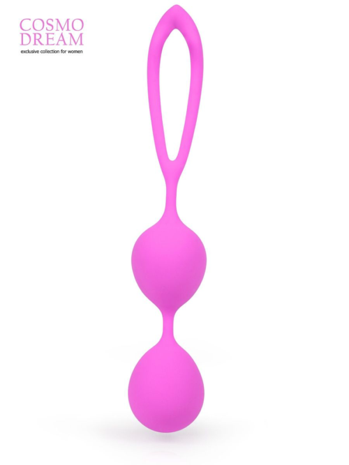 Розовые силиконовые вагинальные шарики с петлей - 17 см. - 0