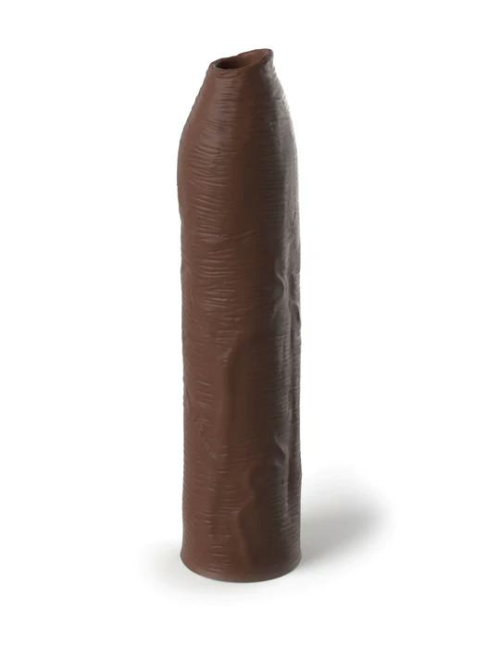 Коричневая насадка-удлинитель Uncut Silicone Penis Enhancer - 17,8 см. - 0