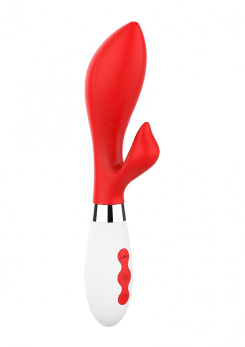 Красный вибратор-кролик Achelois - 21,8 см. - 4