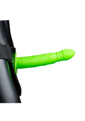 Зеленый страпон-фаллопротез со спиралевидной фактурой - 20,6 см. - 6