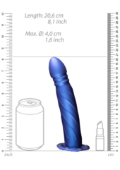 Синий страпон-фаллопротез со спиралевидной фактурой - 20,6 см. - 6