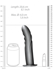 Серый страпон-фаллопротез с ребристой фактурой - 20,6 см. - 9