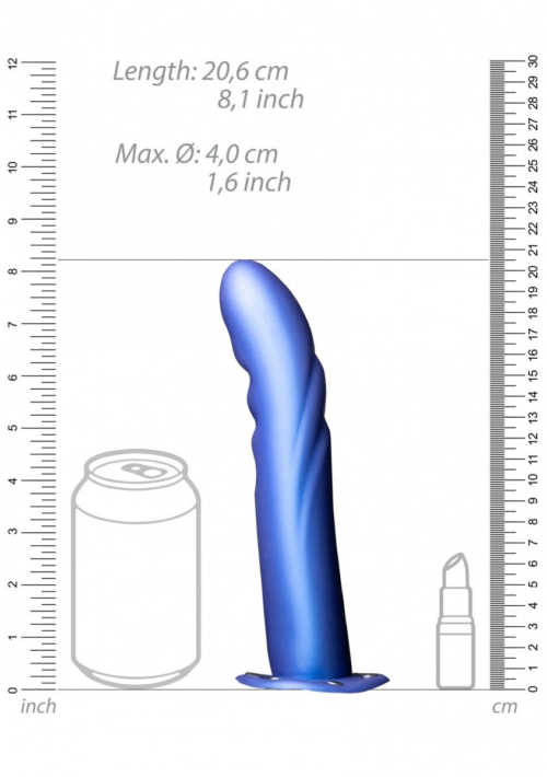Синий страпон-фаллопротез с ребристой фактурой - 20,6 см. - 5