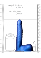 Синий страпон-фаллопротез с ребрами и мошонкой - 21,9 см. - 9