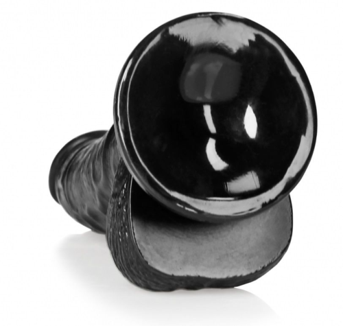 Черный фаллоимитатор Curved Realistic Dildo Balls Suction Cup 6 - 15,5 см. - 3