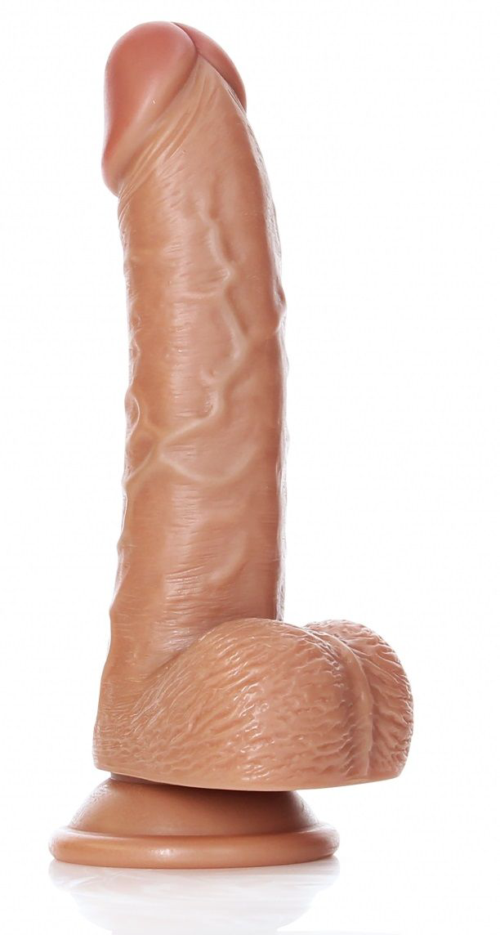 Телесный фаллоимитатор Curved Realistic Dildo Balls Suction Cup 6 - 15,5 см. - 0