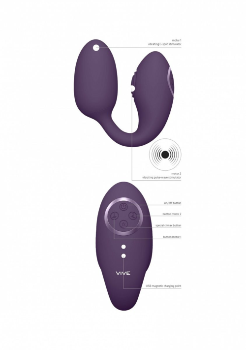 Фиолетовое виброяйцо с дополнительной клиторальной стимуляцией Aika - 3