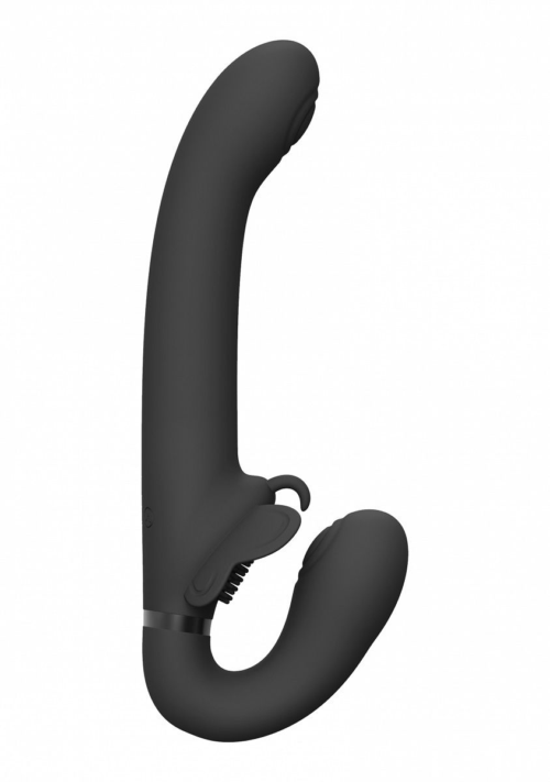 Черный женский безремневой вибрострапон Satu - 23 см. - 0