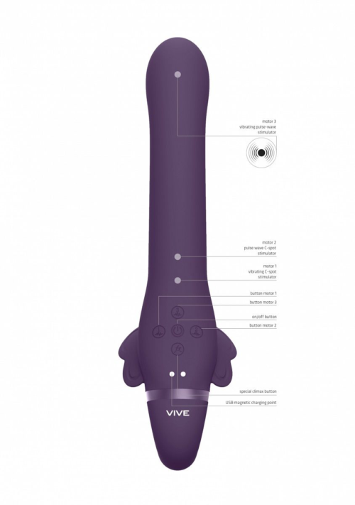 Фиолетовый женский безремневой вибрострапон Satu - 23 см. - 4