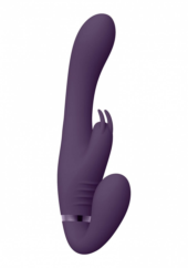 Фиолетовый безремневой вибрострапон Suki со стимулятором клитора - 22 см. - 1