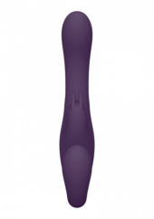Фиолетовый безремневой вибрострапон Suki со стимулятором клитора - 22 см. - 2