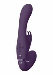 Фиолетовый безремневой вибрострапон Suki со стимулятором клитора - 22 см. - 3