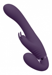 Фиолетовый безремневой вибрострапон Suki со стимулятором клитора - 22 см. - 4