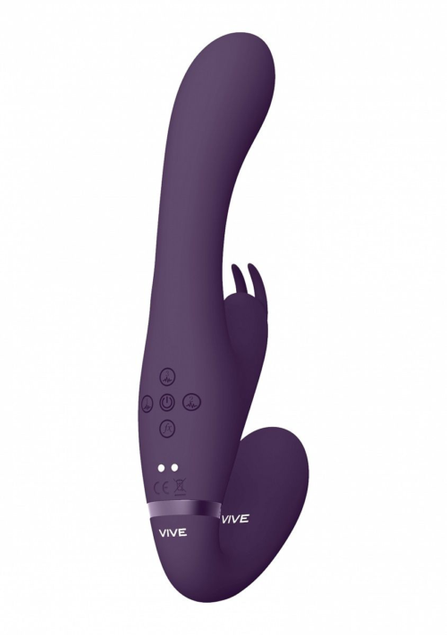 Фиолетовый безремневой вибрострапон Suki со стимулятором клитора - 22 см. - 3