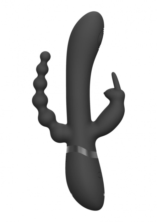Черный анально-вагинальный вибромассажер Rini - 22,3 см. - 2