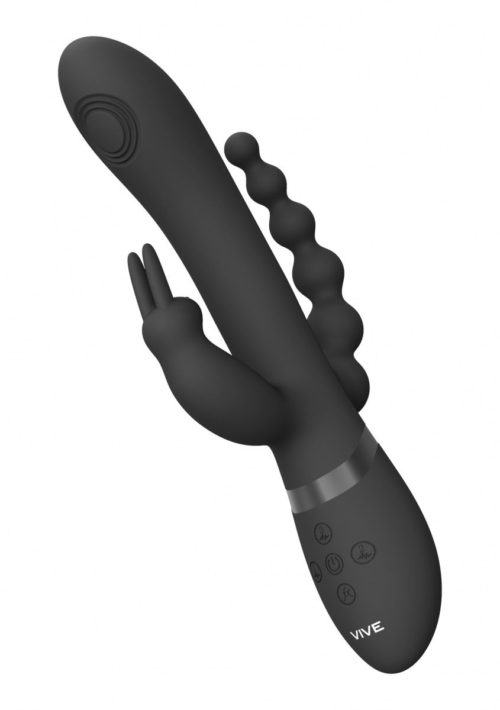 Черный анально-вагинальный вибромассажер Rini - 22,3 см. - 3