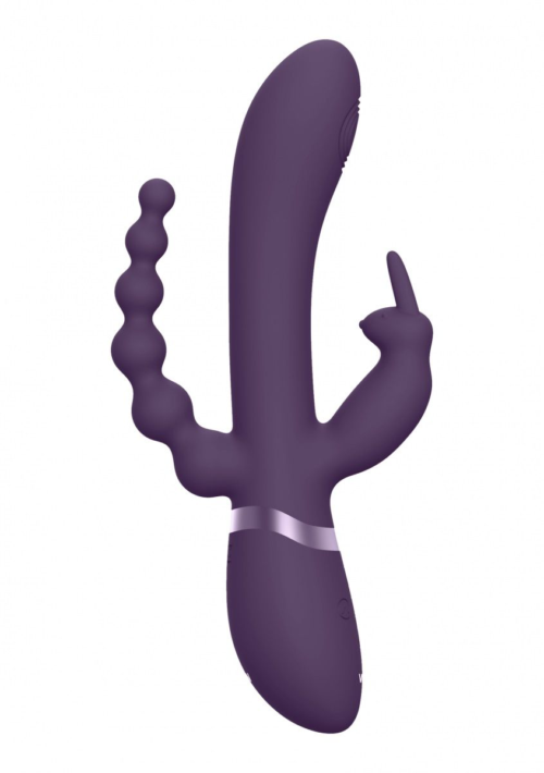 Фиолетовый анально-вагинальный вибромассажер Rini - 22,3 см. - 0