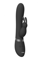 Черный вибромассажер-кролик Taka - 21,3 см. - 0
