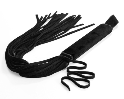 Черная плеть Фрея с велюровой рукоятью - 55 см. - 0