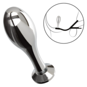 Серебристая анальная пробка Teardrop Plug с силиконовыми кольцами для пениса и мошонки - 6