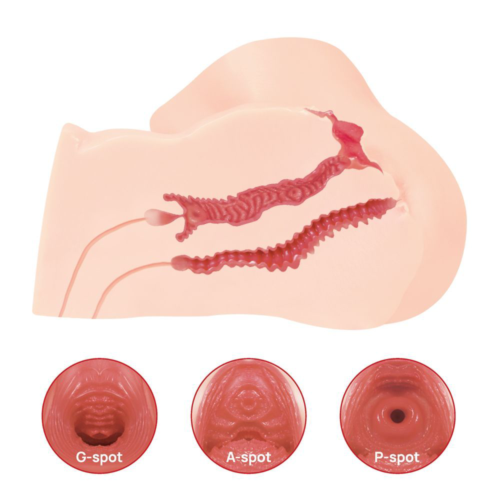 Телесный вибромастурбатор-полуторс Maria Onehole Real Vagina с двойным слоем материала - 2