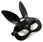 Черная маска Зайка с длинными ушками - 0