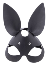Черная гладкая маска Зайка с длинными ушками - 0