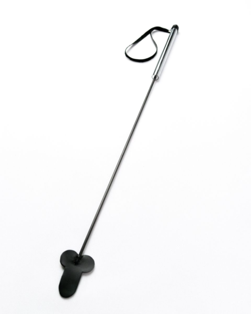 Черный стек Фаллос с металлической ручкой - 55 см. - 0