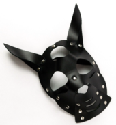 Черная маска Собака с ушками - 0